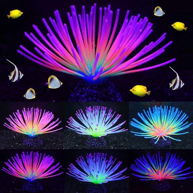 Silicone Glowing Artificial Fish Tank Aquarium Decor Coral Plants Ornaments US