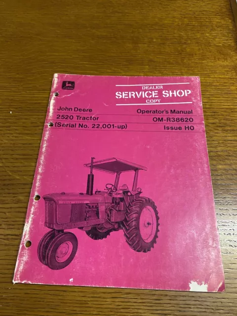 John Deere 2520 Tractors OMR38620 Operators Manual Book