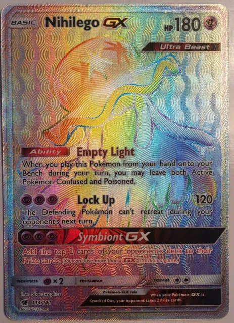 Nihilego GX RAINBOW SECRET HYPER FA RARE 114/111 Pokemon SM