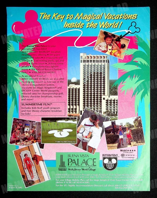 Buena Vista Palace Walt Disney World Hotel 1988 Print Magazine AD Poster ADVERT