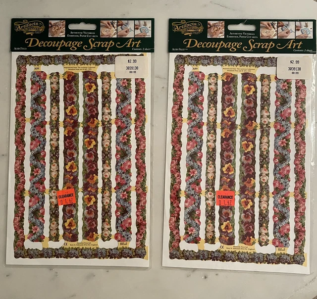 Libro de raspados de colección artefactos victorianos decoupage flor floral guirnalda borde