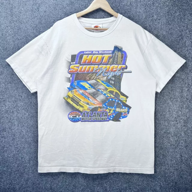 Vintage NASCAR Shirt Mens XL White 90s Atlanta Motor Speedway Racing Cars