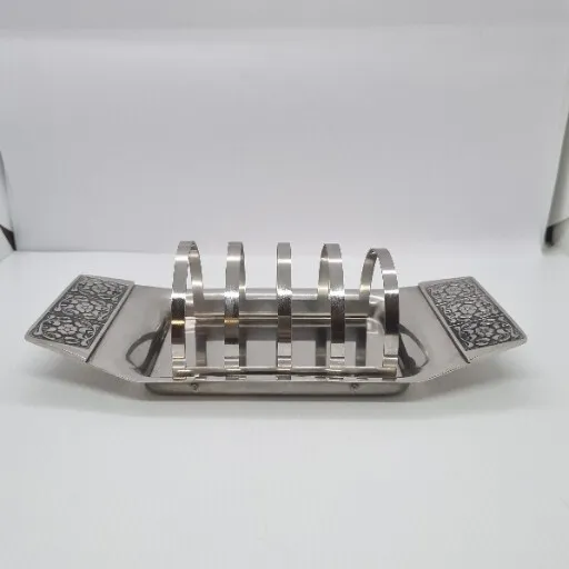 Vintage Toast Rack Wiltshire Burgundy Design Stainless Steel 70’s Serve ware