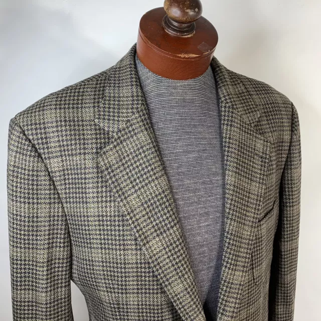 Vtg 42 R Joseph Abboud Lambs Wool Check Mens Jacket Sport Coat Blazer Mint USA