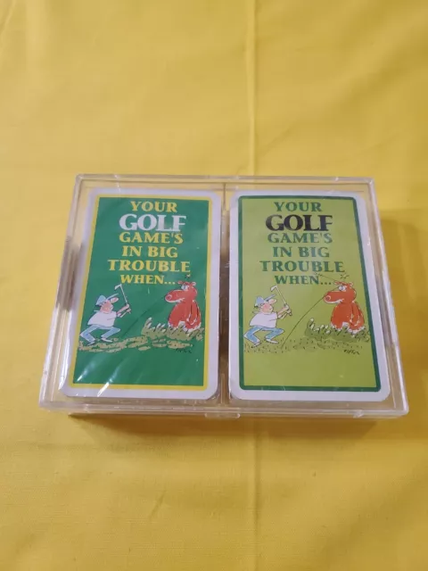 Funny Golf Playing Cards 2 Decks Sealed New Standard Decks Vintage Ivory Tower