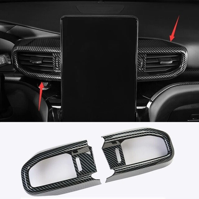2x Carbon fiber Middle Console Air Outlet Vent Cover Trim For Ford Explorer 2020
