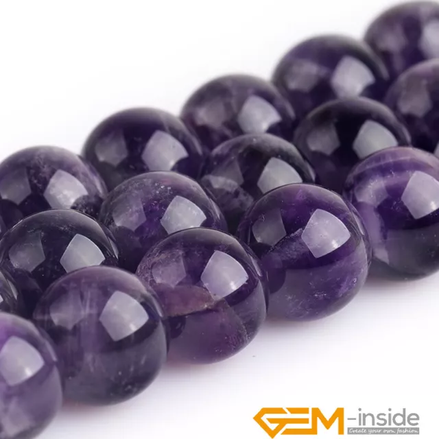 6mm 8mm 10mm 12mm Natural Dream Lace Purple Amethyst Stone Round Loose Beads 15"