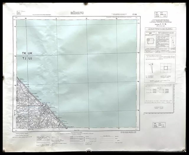 1970ca * Manifesto, Poster Originale "Rimini - Cartina Geografica Vecchia Mappa