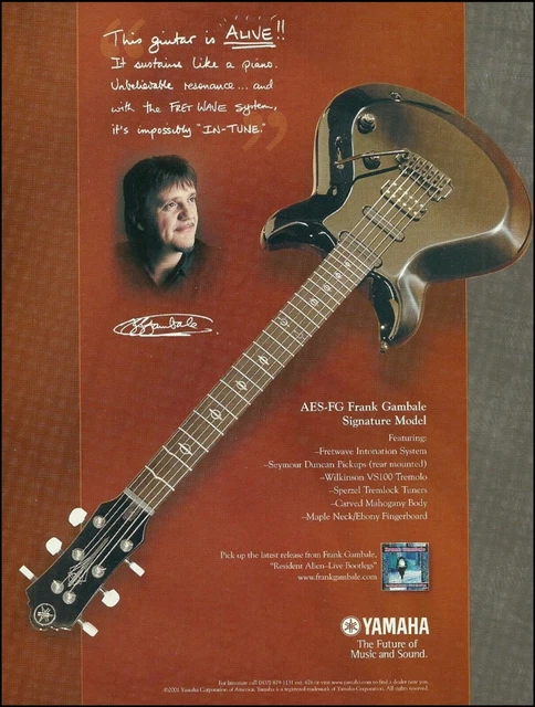 Frank Gambale Signature Yamaha AES-FG Model Guitar ad 2001 advertisement print