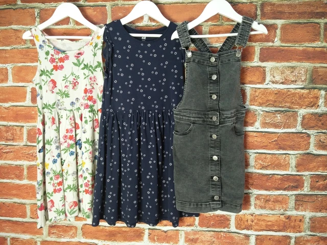 Girls Bundles Aged 9-10 Years 100% H&M Dresses Denim Dungarees Floral 140Cm