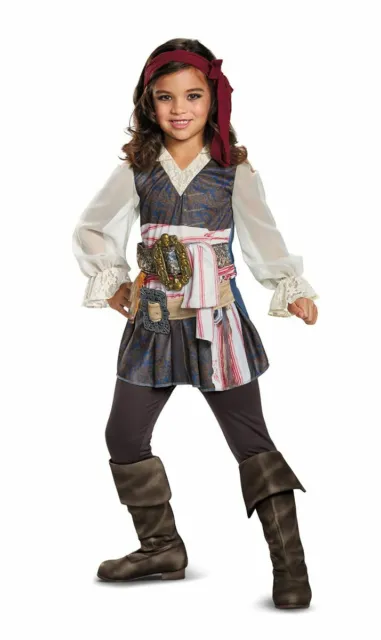 Captain Jack Sparrow Girl Pirates Caribbean Fancy Dress Halloween Child Costume
