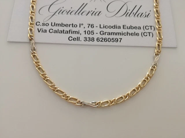 Collier Chaîne Rolo En Or Blanc 18 Carats Massif - Longueur 50 Cm - Neuf Avec étiquettes - Fabriqué En Italie
