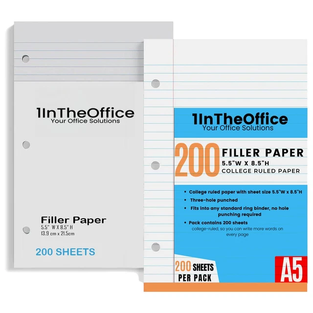 Office Depot Brand Filler Paper, College Ruled, 92 Brightness, 16 Lb, Pack Of 100 Sheets
