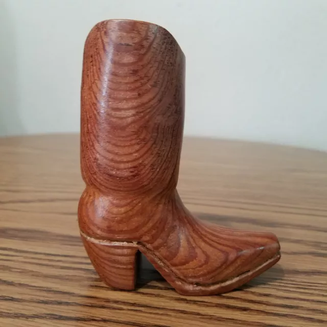 Rare Vtg Lovely Muir Woods CA 4” Redwood Hand Carved Boot Souvenir Gift 5157