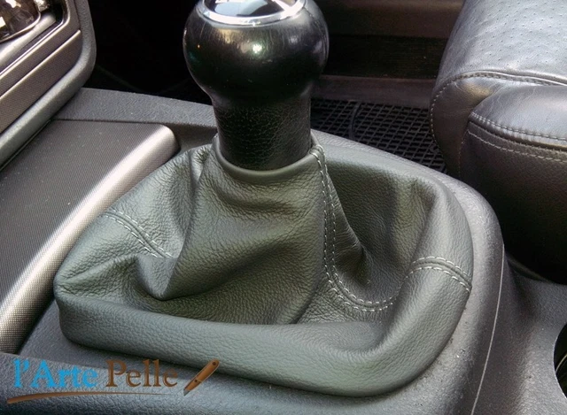 Cuffia Cambio In Vera Pelle Antracite Per Fiat Panda 169 - Fatto A Mano Su Misura - Foto 8