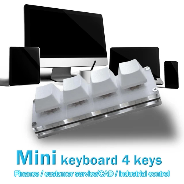 4-KEY USB MINI Mechanical Keyboard DIY Custom Shortcuts Programmable ...