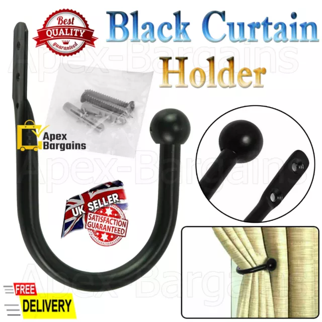 1x Sturdy Window Curtain Hold Backs Tie Back Hooks Metal U Shape Holdback Holder