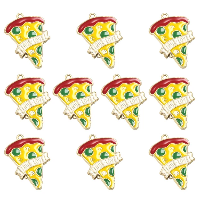 10 Stück Pizza mit Buchstaben Anhänger Mode Cartoon Legierung Charms DIY