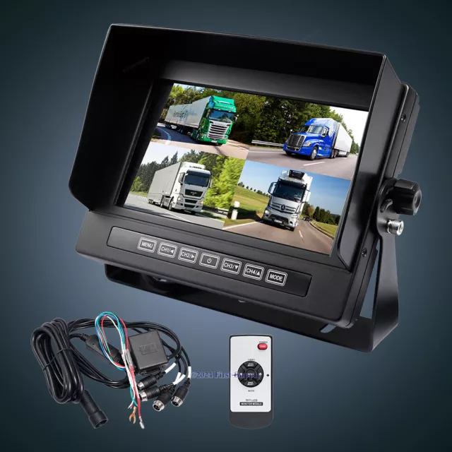 Waterproof Car Backup Camera 7" Color Monitor 4 Video Input For Bus Van