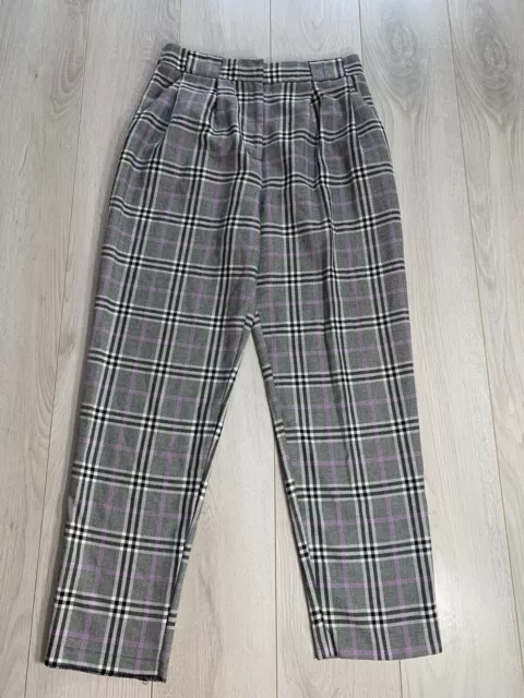 ASOS Gray Curve Tapered Pants In Purple POW Plaid  Pants Sz 4