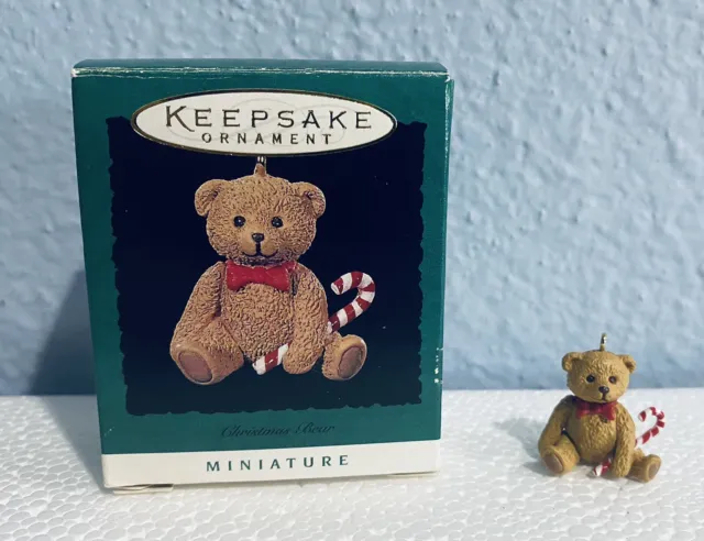 Hallmark Keepsake Ornament Christmas Bear Miniature 1996 Bear Candy Cane