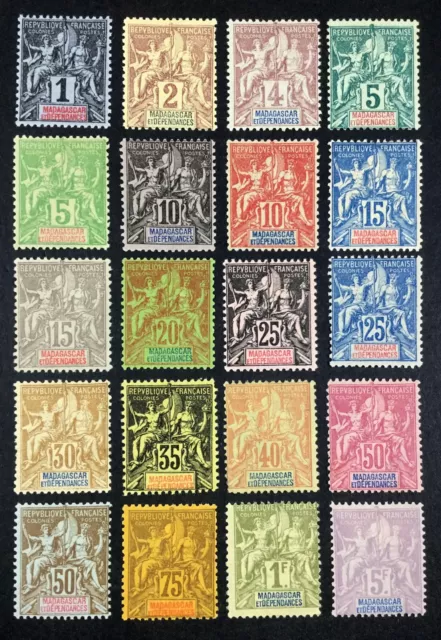 Momen: French Madagascar Sc #28-47 1896-1906 Mint Og H Lot #68264