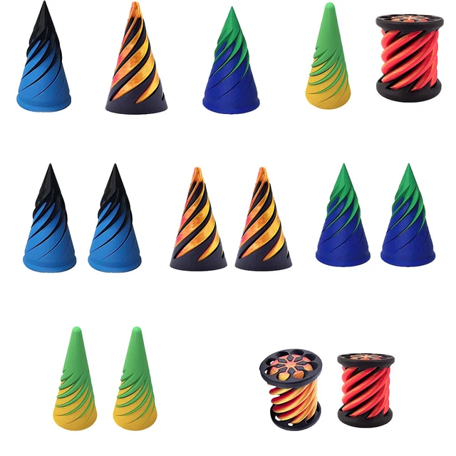 3D PRINTED SPIRAL Cone Toy Fidget Toy Mini Vortex Thread Illusion Desk ...