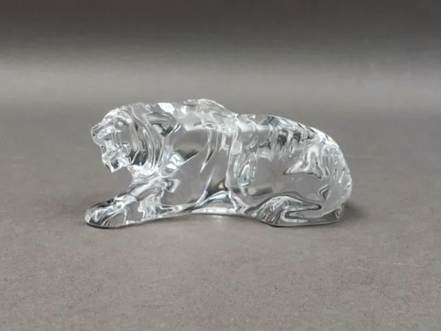 Baccarat France Crystal Crouching Panther Bengal Tiger Glass Figurine 4 1/4"