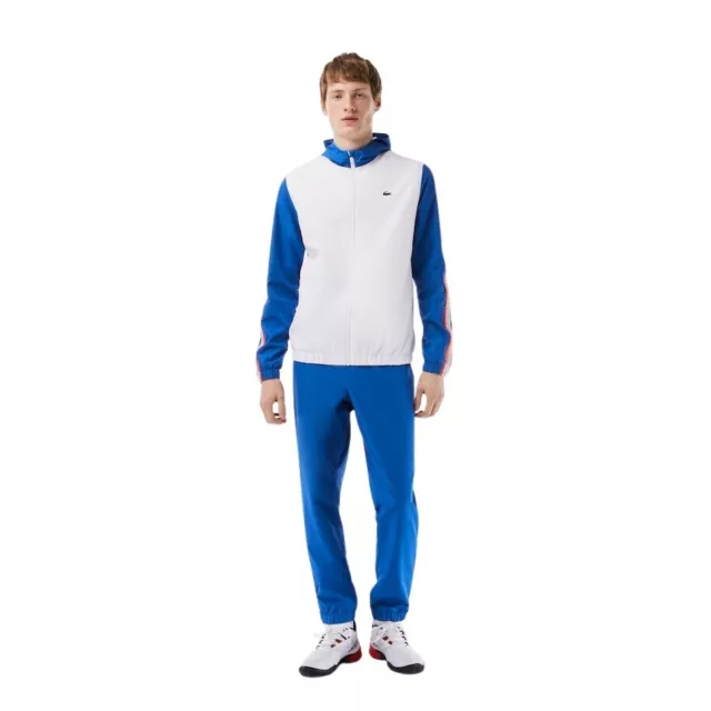 Lacoste Herren Tennis Jogger-Set Trainingsanzug-Set Weiß Blau