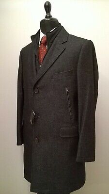 RODRIGO, cappotto con gilet nel classico tweed di misto lana tg 54 grigio