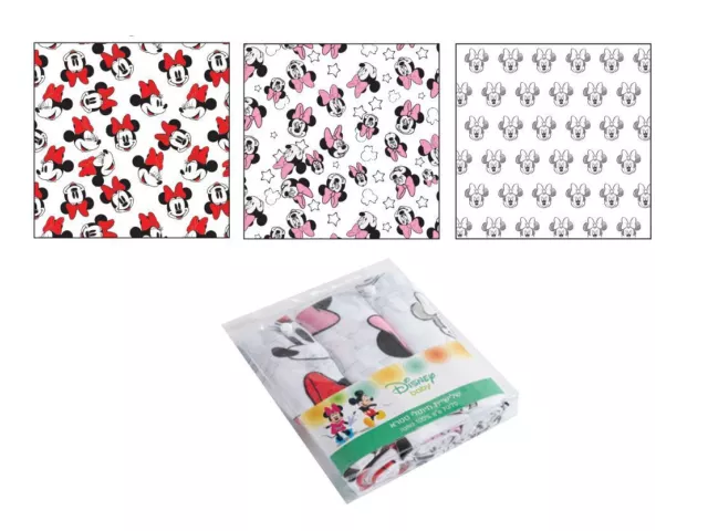 Disney Minnie Mouse Set of 3 Nappy Cotton Fabric Bamboo Baby Diaper Muslin