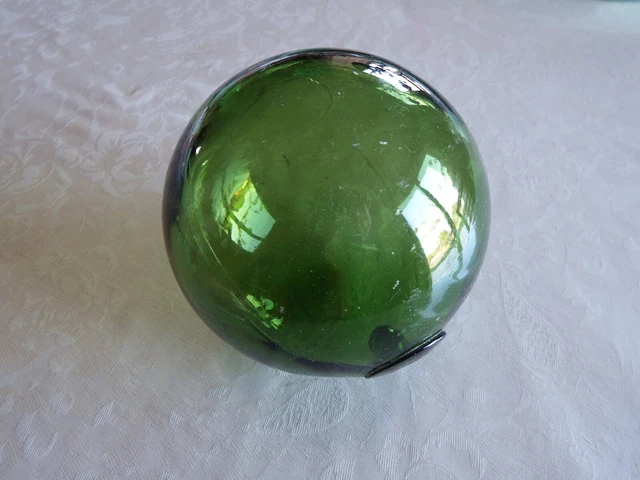ANCIENNE BOULE FLOTTEUR Filet De Peche En Verre Vert Decoration EUR 10