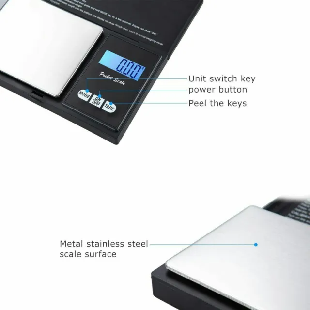 Mini poche écran LCD échelle numérique 0,01 à 500 G taille de poche pour bijoux de cuisine 2