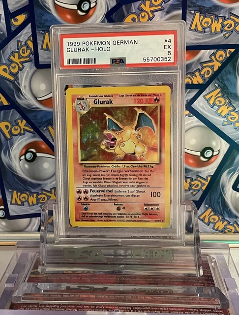 Pokemon Karte • Glurak • Base Set • Holo • No 1 Edition • 4/102 • DE • PSA 5