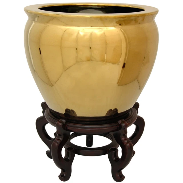 Handmade Gold Porcelain Fishbowl (China) Gold