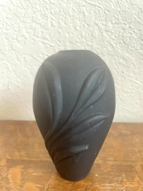 Late 20Th Century Two’s Company Art Deco Handblown Black Satin Glass Vase