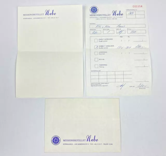 Missionshotellet Nebo Copenhagen Denmark Hotel Letterhead Receipt Envelope VTG