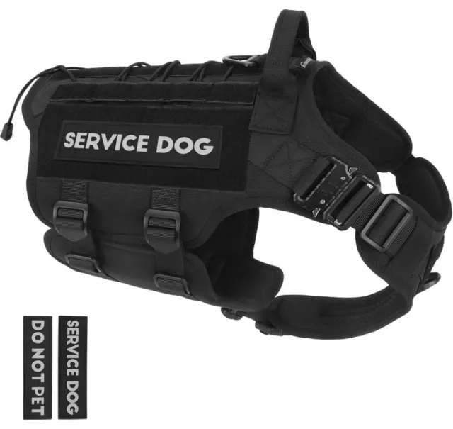 PETNANNY Tactical Service Dog Harness Emotional Support No Pull ESA - Black - XL