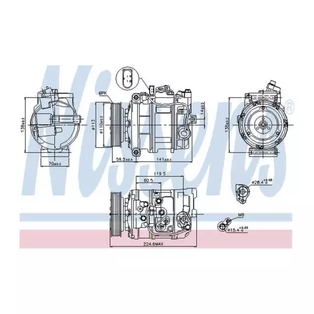 Fits VW Phaeton 3D 3.0 V6 TDI 4motion Genuine Nissens A/C Air Con Compressor