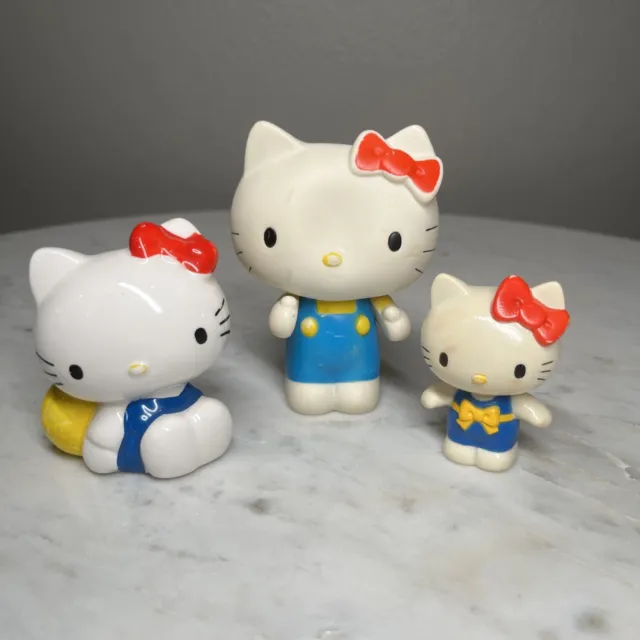 Lot of 3 Vintage Hello Kitty Figurines~Ceramic Bank, Posable Vinyl, Plastic Mini