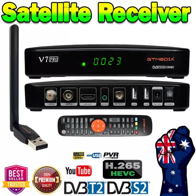 Digital FTA Satellite DVB-T2+S2 TV Receiver SAT HDTV Decoder PVR Free USB Wifi