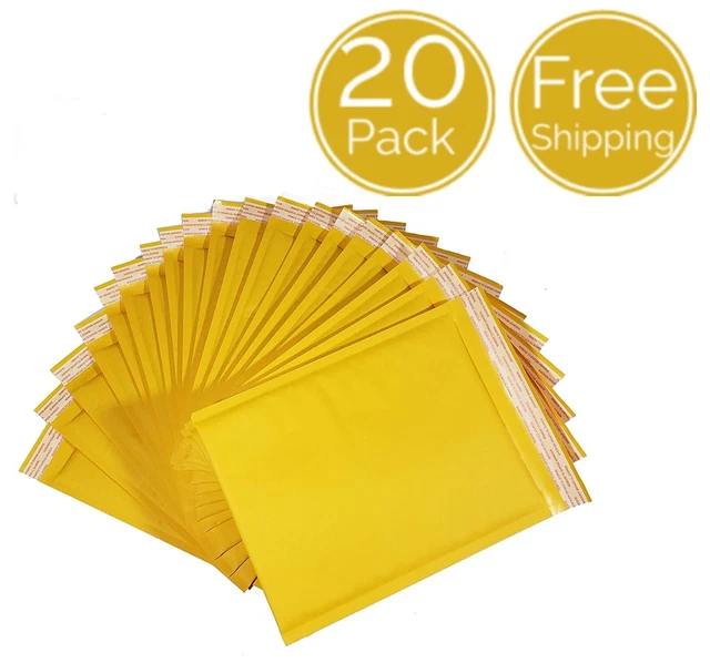 Pack of 20 10 x 15 INCH Usable Yellow Kraft Paper Bubble Padded Mailer Envelopes