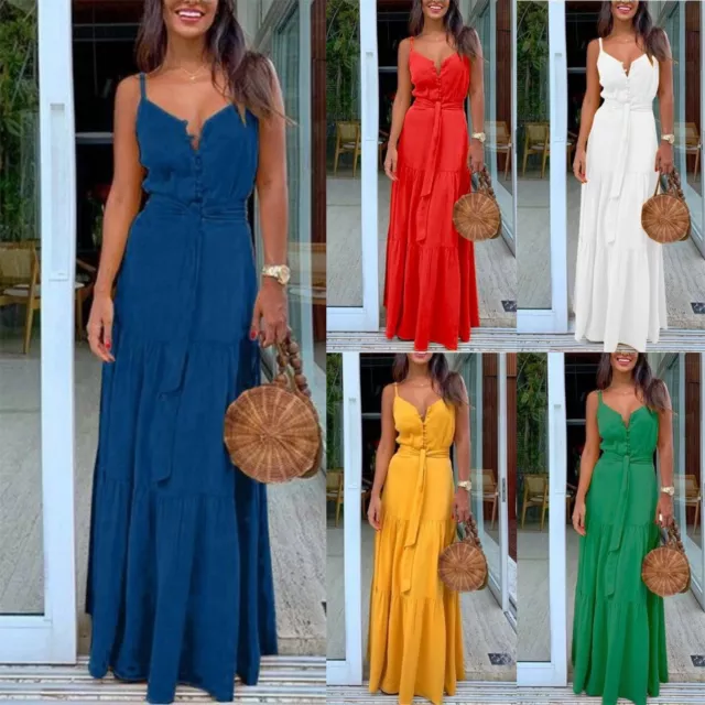 Beach Party Sleeveless Long Size Summer Womens Sundress Dress Plus Ladies Maxi