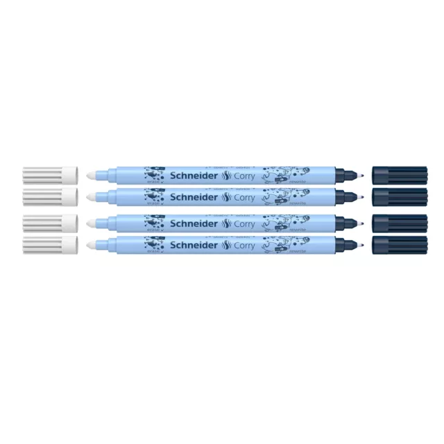 4 x Schneider Tintenlöscher Tintenkiller Corry Überschreiber vorhanden blau