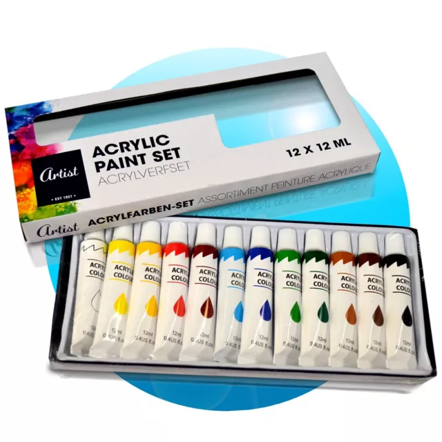 Künstler Acryl Farbe Set 12 Tuben je 12ml Farbset Acrylfarben-Set Acrylfarbe