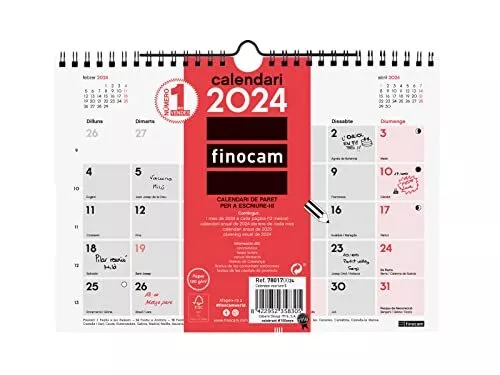 Finocam - Calendrier mural neutre 2024 pour écrire janvier 2024 - décembre 20...