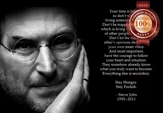 Steve Jobs Famous Quote Saying Inspirational Wall Art Print - Premium Poster