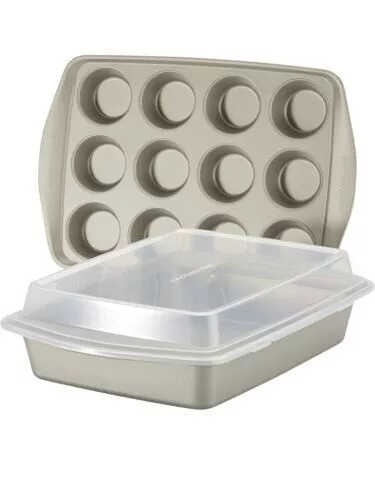 Rachael Ray 47681 Nonstick Bakeware Set - 3 Piece - Silver