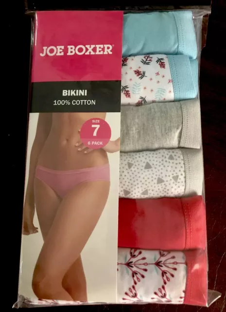 JOE BOXER WOMEN'S 100% Cotton Underwear Bikini Panties 6-Pack (Size 7)  12-14 New $15.99 - PicClick