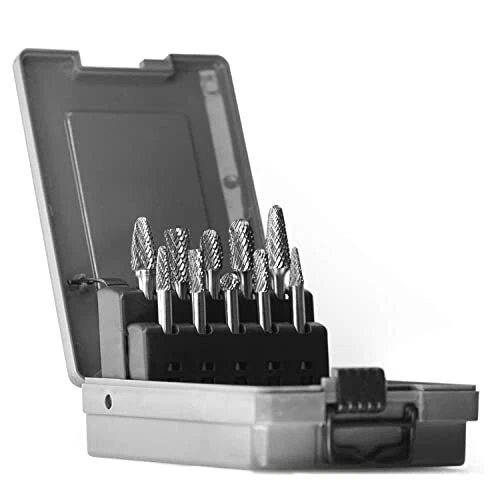 Carbide Burrs Set with 1/4''Shank Double Cut Solid Power Tools Tungsten